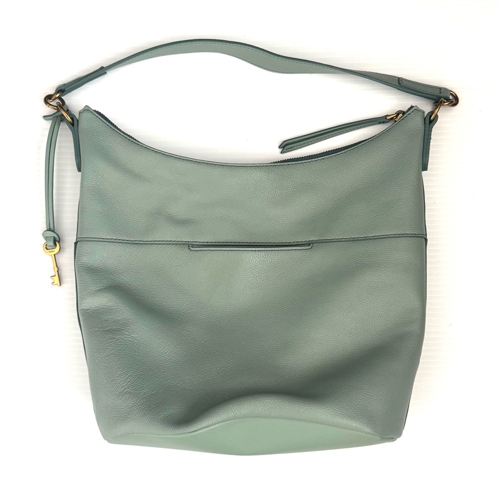 Fossil Talulla Mint Green Hobo Shoulder Bag Gold Hardware Pleated Front - Picture 3 of 10